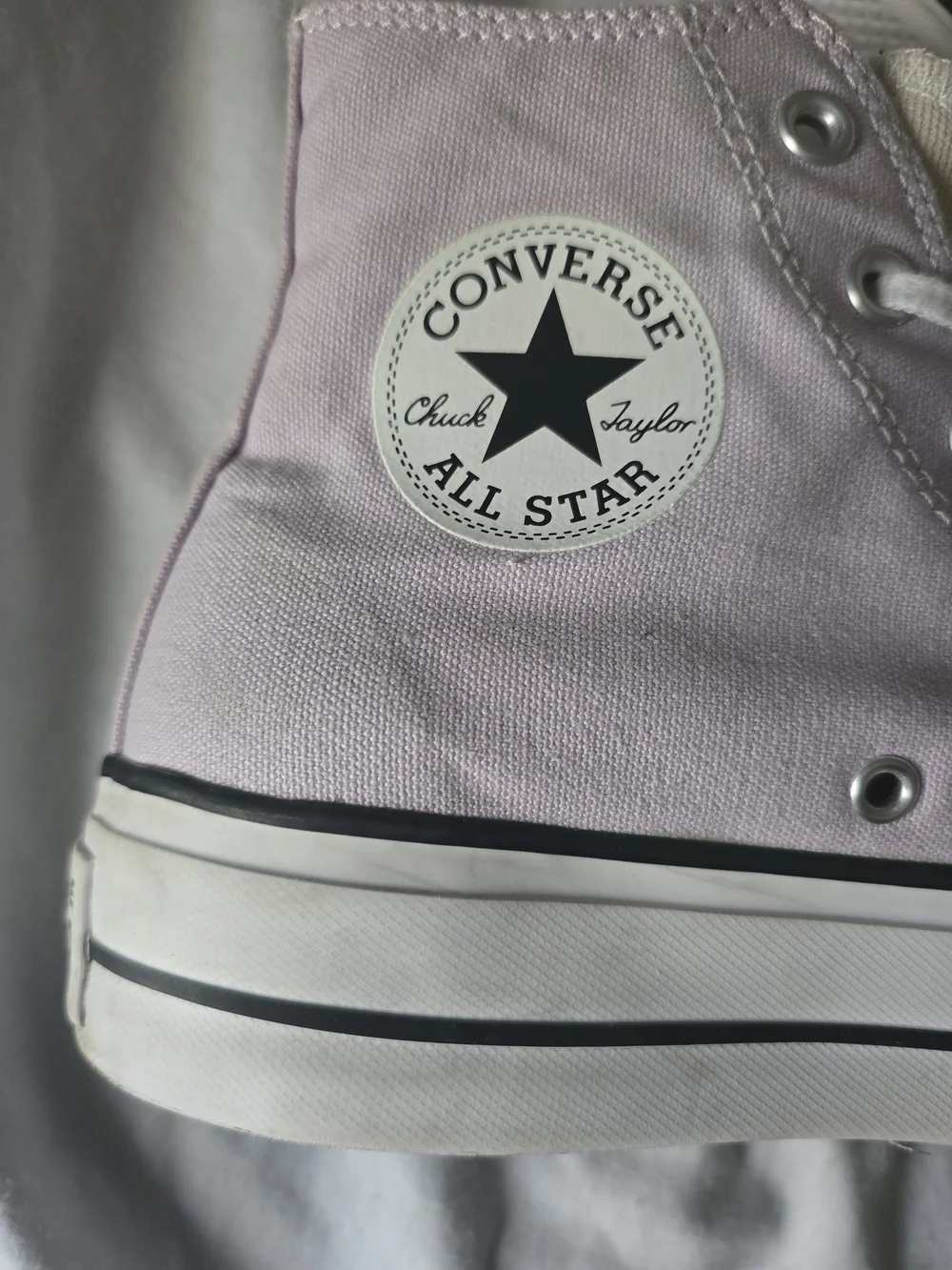 Converse High-Top Canvas Sneakers in Light Lavender and White Platform